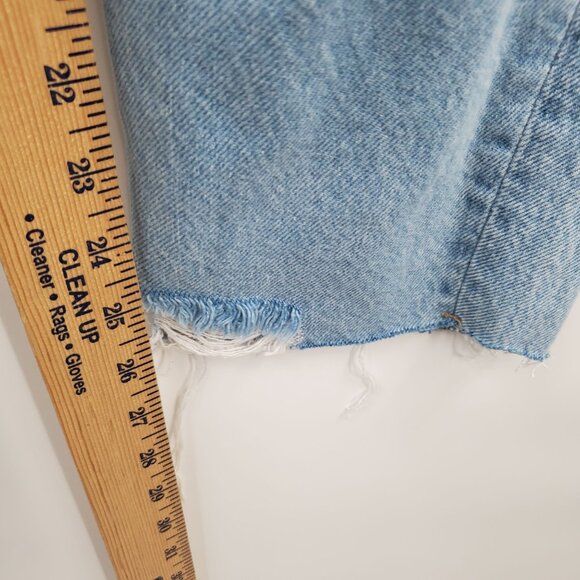 Zara High Waisted Distressed Jeans Denim Pants Women Size US 2 Raw Hem Cotton - Picture 11 of 14